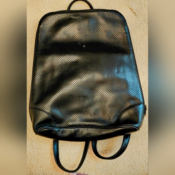 Y2K Latico Leather Perforated Black Leather Laptop Backpack. - Picture 5 of 12